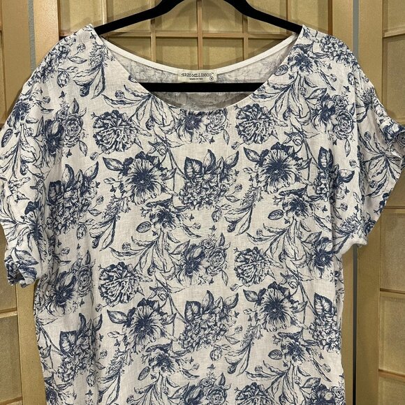 Beautiful Terzo Millennio Blouse/Top/Tunic 100% Linen, Made in Italy Top Medium - Picture 1 of 7